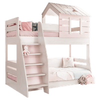 Двуетажно детско легло PINK HOUSE - ляво - 1 Двуетажно детско легло PINK HOUSE - ляво - 1