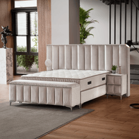 Тапицирана спалня с матрак MOONLIGHT 180 x 200 - бежов 03 - 4 Тапицирана спалня с матрак MOONLIGHT 180 x 200 - бежов 03 - 4