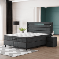 Тапицирана спалня с матрак COTTON 140 x 200 - графит 501 - 2 Тапицирана спалня с матрак COTTON 140 x 200 - графит 501 - 2