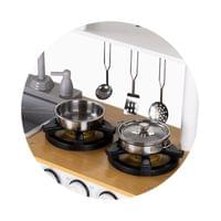 Дървена кухня с метални съдове 85,50 см. - 2