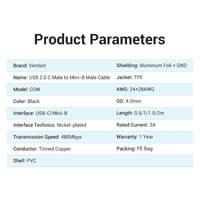 Vention Кабел USB 2.0 C M / Mini USB 5pin 0.5m - COWBD - 12