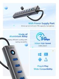Orico хъб USB3.0 HUB 7 port Black - CL7U-U3-10-GY-BP - 6