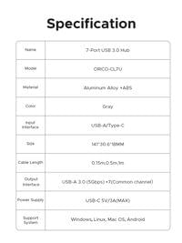 Orico хъб USB3.0 HUB 7 port Black - CL7U-U3-10-GY-BP - 9