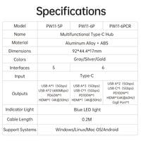 Orico докинг станция Docking Station Type-C - PW11-6PR-GY-EP - HDMI x 1,... - 17