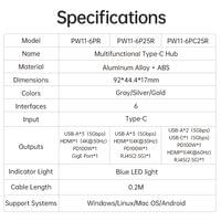 Orico докинг станция Docking Station Type-C - PW11-6P25R-GY-BP - HDMI,... - 18