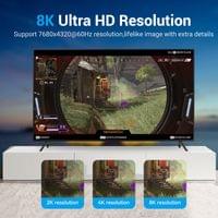 Vention кабел Display Port 1.4 DP M / M 8K 1.5m - Cotton Braided, Black... - 5