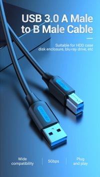 Vention Кабел USB 3.0 AM / BM - 0.5M Black - COOBD - 8