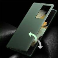 Активен Кожен Калъф за Samsung S22 Ultra, Qialino Smart View Book Case, Черен - 4