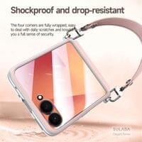 Луксозен Калъф с Каишка за Samsung Z Flip 7, Sulada Leather Case, Розов - 5