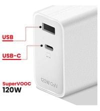 Оригинално Зарядно с Кабел, OnePlus SuperVooc 120W Dual Ports GaN Power Adapter Kit Charger, Бял - 2