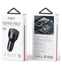 Зарядно за Кола USB-C/A, Yesido Y65 100W 5A PD/QC3.0, Черен - 3