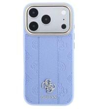 Magsafe Калъф за iPhone 18 Pro/ 17 Pro, Guess Leather Stripe Peony 4G Mag Case, Син - 2 Magsafe Калъф за iPhone 18 Pro/ 17 Pro, Guess Leather Stripe Peony 4G Mag Case, Син - 2