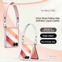 Луксозен Калъф с Каишка за Samsung Z Flip 7, Sulada Leather Case, Черен - 2