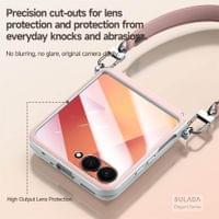 Луксозен Калъф с Каишка за Samsung Z Flip 7, Sulada Leather Case, Черен - 6