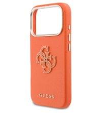 Кожен Калъф за iPhone 17 Pro, Guess PU Resin Logo Case, Оранжев - 4 Кожен Калъф за iPhone 17 Pro, Guess PU Resin Logo Case, Оранжев - 4