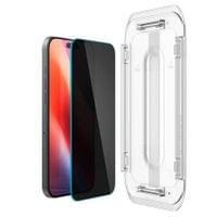 Затъмняващ Протектор за iPhone 17 Pro, Spigen Privacy Glass tR EZ Fit 2бр., Черен - 2 Затъмняващ Протектор за iPhone 17 Pro, Spigen Privacy Glass tR EZ Fit 2бр., Черен - 2