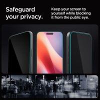 Затъмняващ Протектор за iPhone 17 Pro, Spigen Privacy Glass tR EZ Fit 2бр., Черен - 5 Затъмняващ Протектор за iPhone 17 Pro, Spigen Privacy Glass tR EZ Fit 2бр., Черен - 5