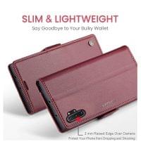 Кожен Калъф за Samsung Note 10 Plus, RFID Blocking Book Case, Червен - 6 Кожен Калъф за Samsung Note 10 Plus, RFID Blocking Book Case, Червен - 6