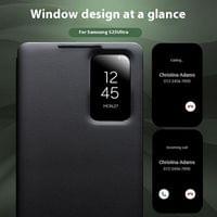 Активен Кожен Калъф за Samsung S25 Ultra, Qialino Smart View Book Case, Черен - 5