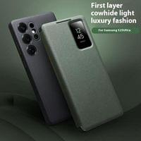 Активен Кожен Калъф за Samsung S25 Ultra, Qialino Smart View Book Case, Черен - 7