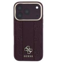 Magsafe Калъф за iPhone 18 Pro Max/ 17 Pro Max, Guess Leather Stripe Peony 4G Mag Case Burgundy, Бордо - 2