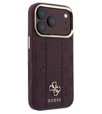 Magsafe Калъф за iPhone 18 Pro Max/ 17 Pro Max, Guess Leather Stripe Peony 4G Mag Case Burgundy, Бордо - 3