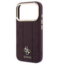 Magsafe Калъф за iPhone 18 Pro Max/ 17 Pro Max, Guess Leather Stripe Peony 4G Mag Case Burgundy, Бордо - 4