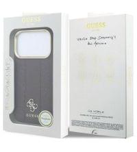 Magsafe Калъф за iPhone 18 Pro Max/ 17 Pro Max, Guess Leather Stripe Peony 4G Mag Case Burgundy, Бордо - 6
