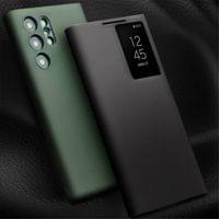 Активен Кожен Калъф за Samsung S23 Ultra, Qialino Smart View Book Case, Черен - 2