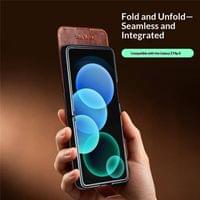 Кожен Калъф за Samsung Z Flip 8, Qialino Leather Book Case, Черен - 6
