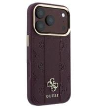 Magsafe Калъф за iPhone 18 Pro/ 17 Pro, Guess Leather Stripe Peony 4G Mag Case Burgundy, Бордо - 3 Magsafe Калъф за iPhone 18 Pro/ 17 Pro, Guess Leather Stripe Peony 4G Mag Case Burgundy, Бордо - 3