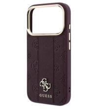 Magsafe Калъф за iPhone 18 Pro/ 17 Pro, Guess Leather Stripe Peony 4G Mag Case Burgundy, Бордо - 5 Magsafe Калъф за iPhone 18 Pro/ 17 Pro, Guess Leather Stripe Peony 4G Mag Case Burgundy, Бордо - 5