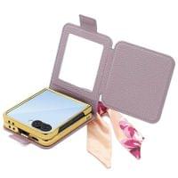 Луксозен Калъф с Огледало за Samsung Z Flip 7, PU Leather Case, Лилав - 5
