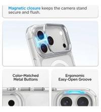 Magsafe Калъф за iPhone 18 Pro/ 17 Pro, Spigen Ultra Hybrid Optik S Mag Fit Case Clear/Silver, Прозрачен - 6