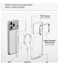 Magsafe Калъф за iPhone 18 Pro/ 17 Pro, Spigen Ultra Hybrid Optik S Mag Fit Case Clear/Silver, Прозрачен - 7