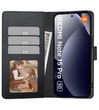Кожен Калъф с Джобове за Xiaomi Redmi Note 15 Pro Plus 5G, Tech-Protect Wallet Book Case, Черен - 2