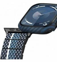 Карбонов Калъф за Apple Watch 45mm, Pitaka Air Blue/Black Case, Син - 3