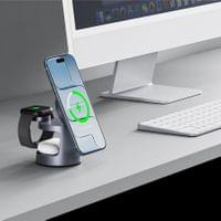 Безжично Зарядно MagSafe 3в1 за iPhone, Tech-Protect Magnetic Charger QI2.2 25W, Сив - 7