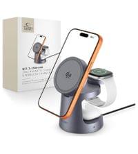 Безжично Зарядно MagSafe 3в1 за iPhone, Tech-Protect Magnetic Charger QI2.2 25W, Сив - 9