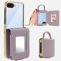 Луксозен Калъф с Огледало за Samsung Z Flip 7, PU Leather Case, Червен - 7