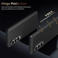 Magsafe Калъф с Протектор за Samsung Z Fold 4, Leather Hinge Case, Черен - 4
