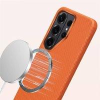 Magsafe Калъф за Samsung S26 Ultra, Carbon Desigh Case, Оранжев - 4