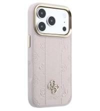 Magsafe Калъф за iPhone 18 Pro/ 17 Pro, Guess Leather Stripe Peony 4G Mag Case, Розов - 3 Magsafe Калъф за iPhone 18 Pro/ 17 Pro, Guess Leather Stripe Peony 4G Mag Case, Розов - 3