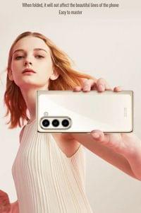 Калъф с Цветна Рамка за Samsung Z Fold 5, Electroplating Case, Златист - 2