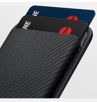 Magsafe Карбонов Калъф за Карти, Pitaka Magnetic Woven Wallet Black/Gray, Черен - 4