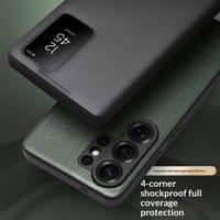 Активен Кожен Калъф за Samsung S26 Ultra, Qialino Smart View Book Case, Зелен - 5 Активен Кожен Калъф за Samsung S26 Ultra, Qialino Smart View Book Case, Зелен - 5