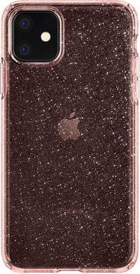 Противоударен Блестящ Калъф за iPhone 11, Spigen Liquid Crystal Glitter Quartz Case, Розов - 6