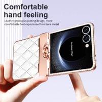Калъф с Камъни за Samsung Z Flip 7, PU Leather Case, Бял - 5