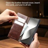 Кожен Калъф за Samsung Z Fold 8 Ultra, Qialino Leather Book Case, Кафяв - 8
