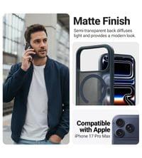 Magsafe Калъф за iPhone 17 Pro, Crong Hybrid Matte Magnetic Case, Тъмно син - 2